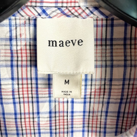 Maeve Anthropologie Puff Sleeve Plaid Blouse Pointer Print Medium NWT - Picture 7 of 8